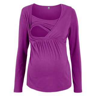 Alode 素色雙層哺乳長袖T恤