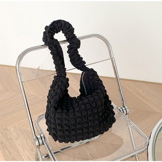 女款雲朵加大斜背與肩背包, 黑色