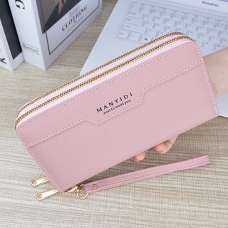 Mongle Friends 女款縫線拉鍊手拿長夾 MH175