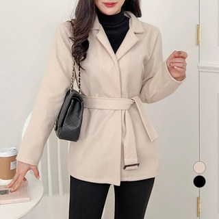 Avenue.B 女士西裝領綁帶式外套 + 腰帶套組