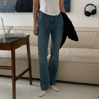 슈가펀 여성용 덴미아 워싱 세미 부츠컷 데님팬츠