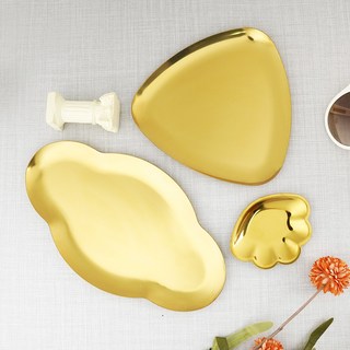 大韓室內裝飾品 藝術品 感性攝影 不鏽鋼藝術託盤 3件組, 金色