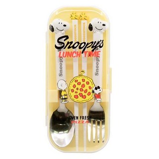 Peanuts 75週年 史努比 糊塗塌客 爵士風格餐具盒組, 湯匙 + 叉子 + 筷子 + 收納盒, 1組