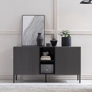 리바트 무드 모던 1200 거실장 방문설치, 다크그레이 + 블랙