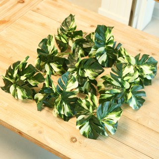 JOART 室內裝飾人造葉片 人造植物葉叢 9入組, 白斑龜背芋, 1套