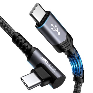 CODEWAY 90度 USB C to USB C 快充充電線, 3m, 灰色, 1條