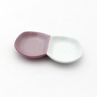 Dalsogum 陶瓷雙格花生醬碟 14 x 7 x 1.5 cm, 珊瑚粉(亮面), 1個