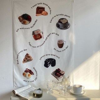 Funny Seller 牆面居家裝飾布質海報, 咖啡和麵包