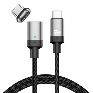 YORI優里 11pin磁吸充電線 直頭款 + Type-C磁吸頭 100W, 黑色, 1個, 100cm