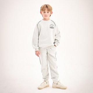 Jelistudio Peanuts 兒童史努比與查理布朗滾邊刷毛上下衣套裝