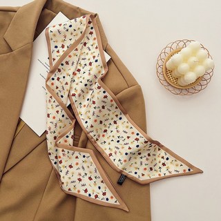 Allode 棕色風格領結絲巾