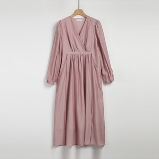 Another TWEE Roelle V領裹身長版洋裝 top0528, 粉紅色