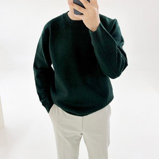 Adore Classic 男士舒適風圓領開衩針織日常柔軟基本款毛衣