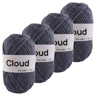 Cloud混紡棉質編織繩線, 4個, 09 靛藍