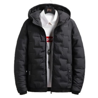 男款連帽壓紋鋪棉外套