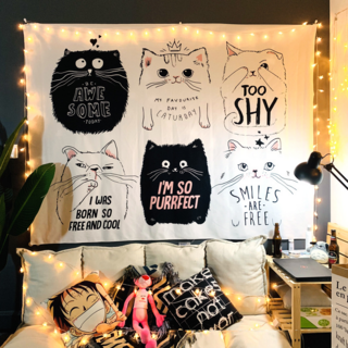 Misoroun北歐風格壁掛背景牆面裝飾海報, 貓咪