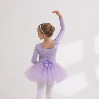 Bebeniz 女童蝴蝶結連體衣閃亮蓬蓬裙長袖芭蕾舞衣