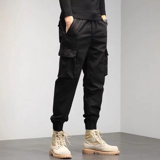 Goodif 男士街頭風多口袋工裝束口工作褲