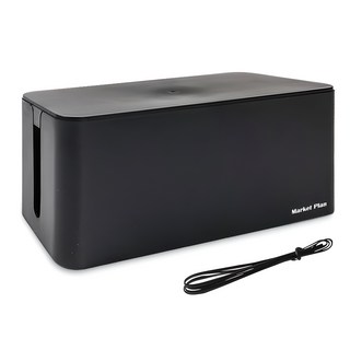 Market Plan 簡約延長線收納盒, 黑色, 1個