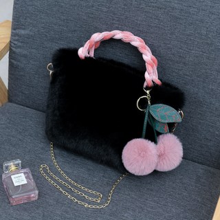 Elsso 櫻桃裝飾鍊條毛絨托特包