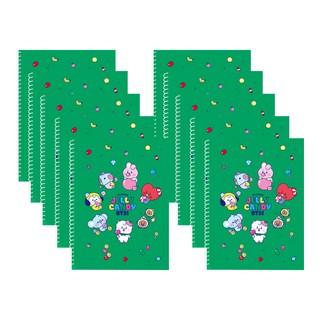 STUDIO EIGHT BT21 線圈橫線筆記本, 綠色, 10個