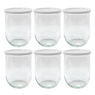 WECK 鬱金香型玻璃儲物罐 1062ml No.745 6入組 (附PE蓋), 6組, 玻璃收納瓶+蓋子