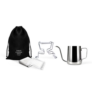 KALDIN 便攜式濾掛咖啡椅組, 1套, 濾掛椅 + 濾掛式濾紙 25入 + 手沖壺 250ml + 專用收納袋