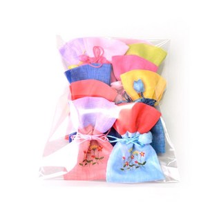 Hamagongbang 迷你花卉刺繡傳統福袋 10件組, 顏色隨機, 1組