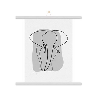 室內裝飾 大象D 海報 + 掛軸 + 掛繩 隨機出貨, 白木色