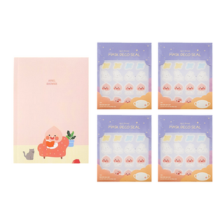 Kakao Friends April Shower 口罩封口貼紙 4入 + B6 筆記本 Apeach, 夜空Apeach, 1套