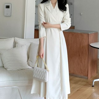 THE SYRUP 女款經典修身西裝連身裙, 白色