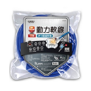 MAX STAR 太星電工 3插座附燈動力軟線 2P, 1入