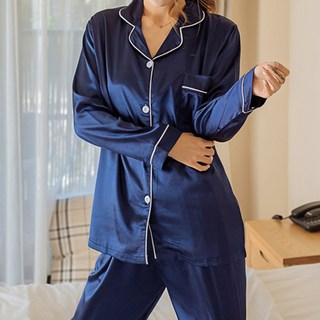 Cozitory 女性絲滑絲綢長袖睡衣套裝