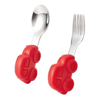 史努比嬰兒汽車短柄叉勺組 EW360, 湯匙 + 叉子, 紅色, 1組