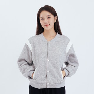 Elsso 女款休閒羊羔絨觸感刷毛內裡寬鬆棒球夾克