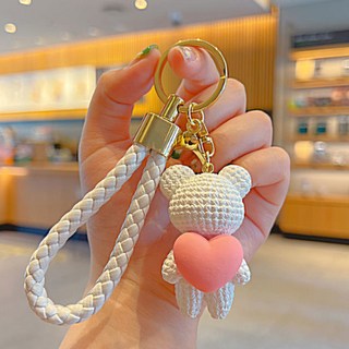 커플 선업튀 곰돌이 하트 인형 키링, 화이트, 1개