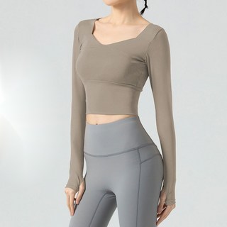 marketpia 女款皮拉提斯長袖瑜珈T恤