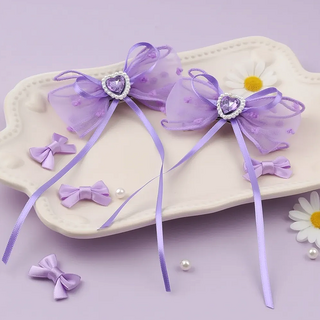 주)비단길 슈스하트 더블 롱리본 집게핀 2p