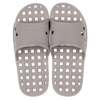 SHABATH 方格排水浴室拖鞋 寬腳板適用 輕便柔軟 防滑, 棕色, 1雙