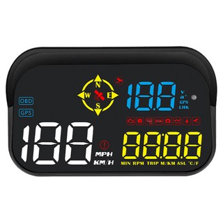FLYone RM-H31 HUD GPS測速提醒 + OBD2 雙系統多功能汽車抬頭顯示器, 1個, 黑色
