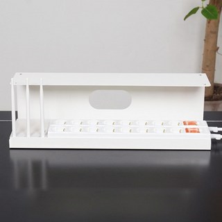 aaUXX 延長線收納架 L 白色 + 魔鬼氈整線套 5個, 1組