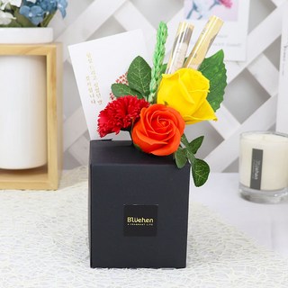 Bluehen 發光香皂康乃馨 + 鈔票籤花盒組, 橘色, 1個