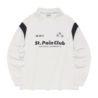 saintpain M M C 學院風翻領運動衫上衣, 白色