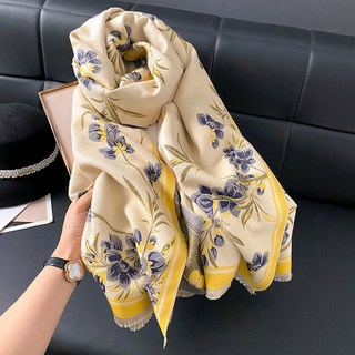 Mabso Shop 優雅花朵厚實大尺寸披肩圍巾 BRP1194