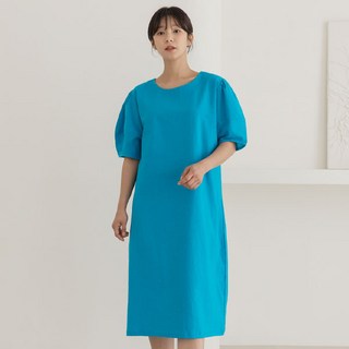 바네사빈 린넨 벌룬 소매 롱 원피스 v01094