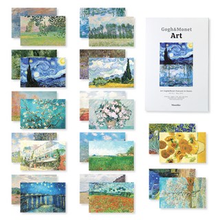 Monolike 梵谷與莫內藝術明信片24款套組, 混合色, 1套