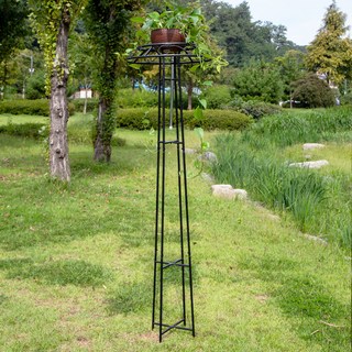 HorTus Garden Obelisk方尖碑玫瑰拱門 攀藤植物支架 大型 HR-OBL, 黑色