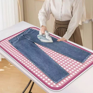 Goodsome 簡易防滑耐磨燙衣墊, 格紋 + 粉色