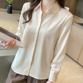 Queenis 女款隱形鈕扣絲質領襯衫
