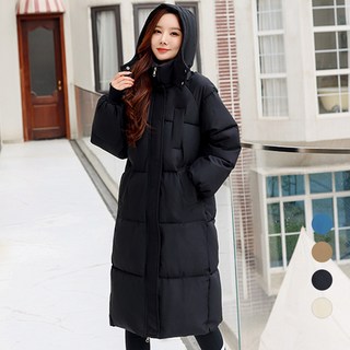 Elsso 女款厚磅連帽長版人造纖維羽絨外套